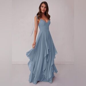 Dusty Blue Barbie dress AZAZIE 1004